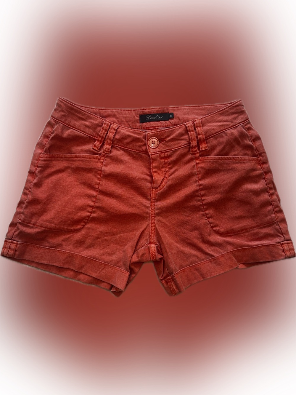 Level 99 Women's Coral/ Salmon Cotton Blend Jean Shorts